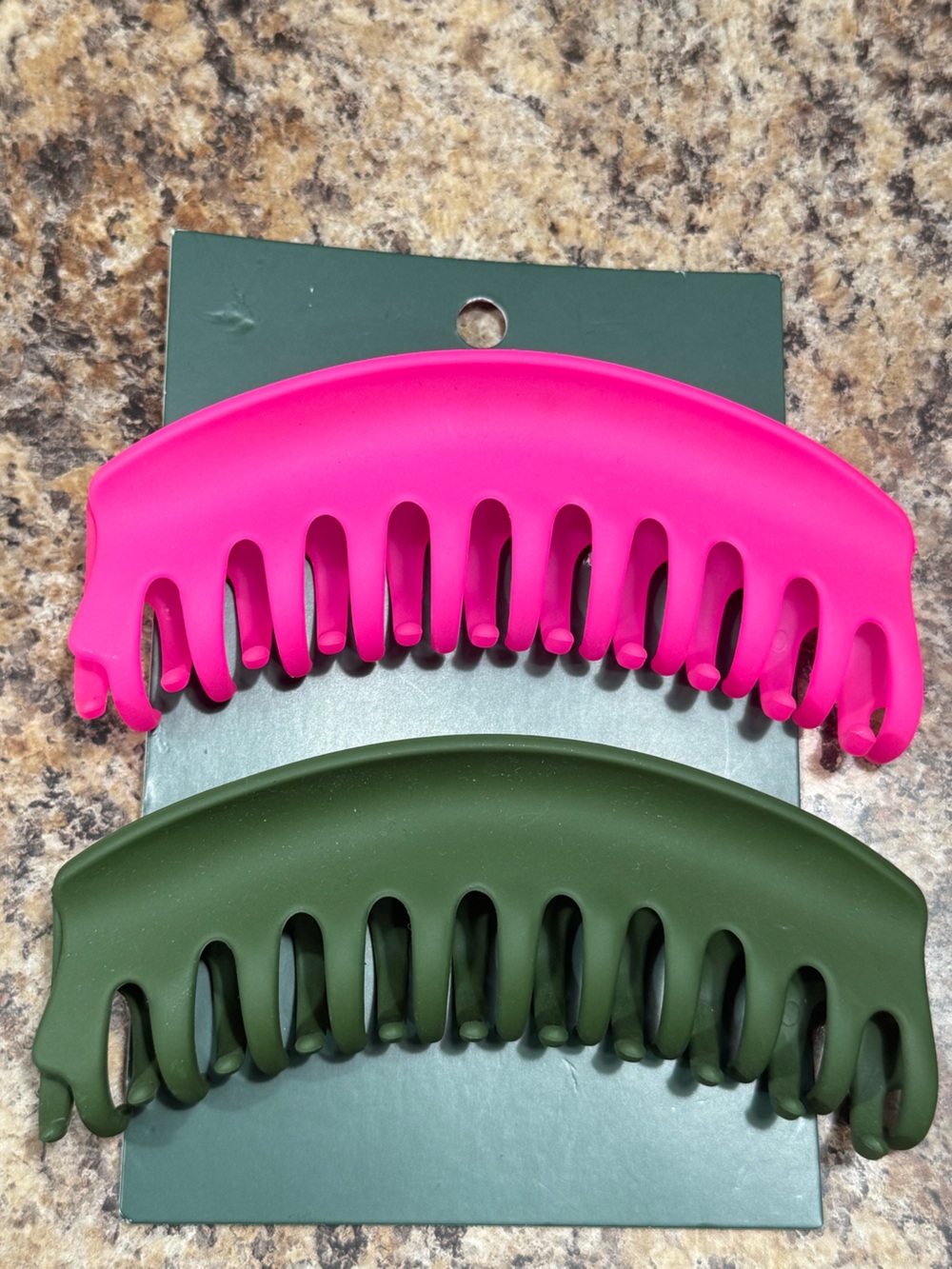 Hair Claw Clips - Pink & Olive Green Set NEW
